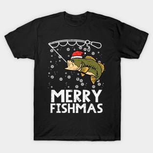 Merry Fishmas Fish Fishing Xmas Christmas Dad T-Shirt